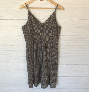 Umgee Dress Womens Size Small Blue Gray & Yellow Polka Dot with Pockets Summer